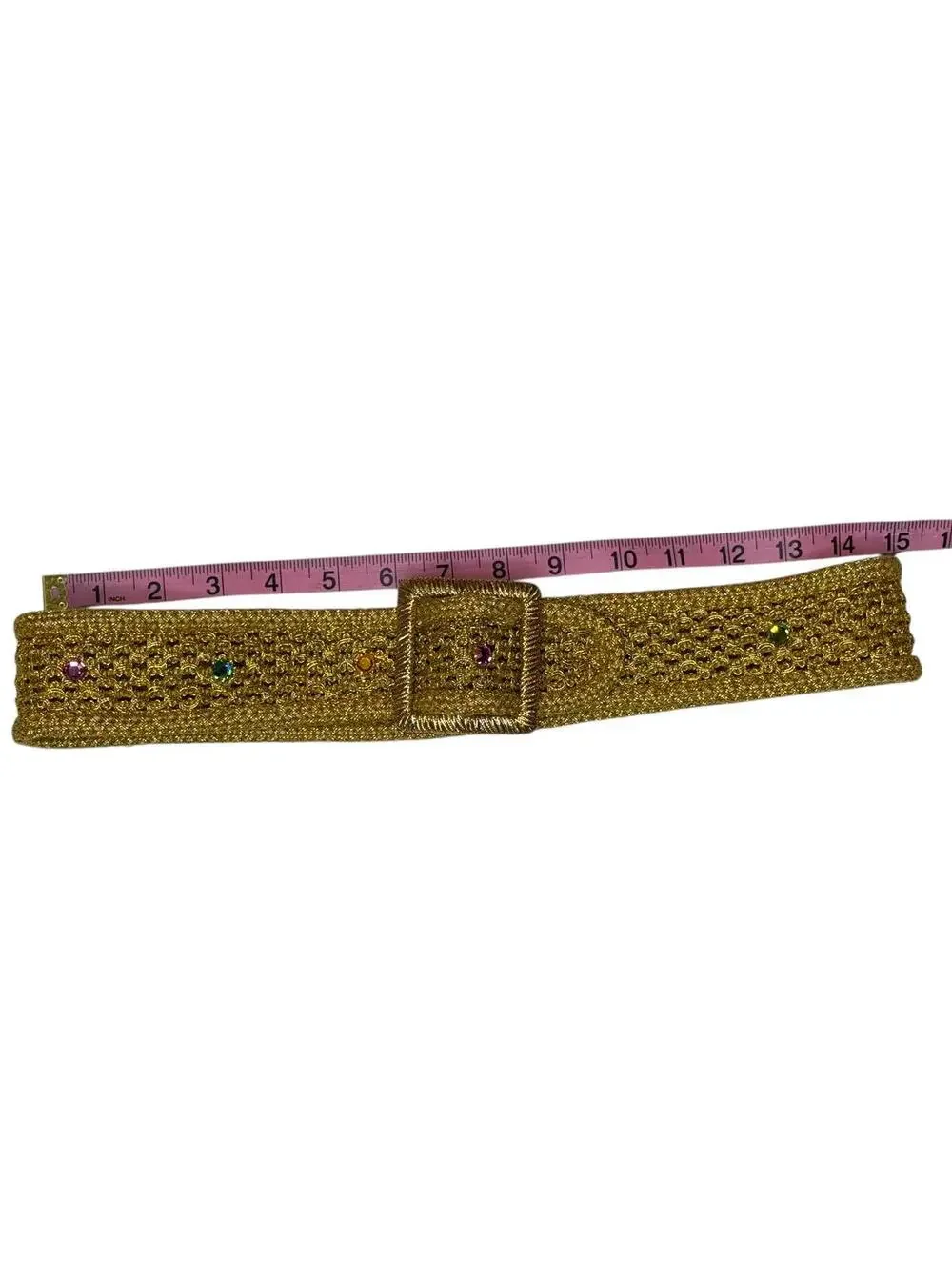 Vintage Golden Glam Crochet Belt Sparkly Gems